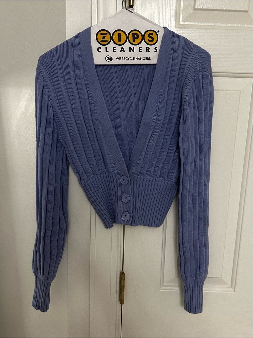 Wilfred Blue Cropped Ribbed V-Neck Cardigan - Picture 2 of 5